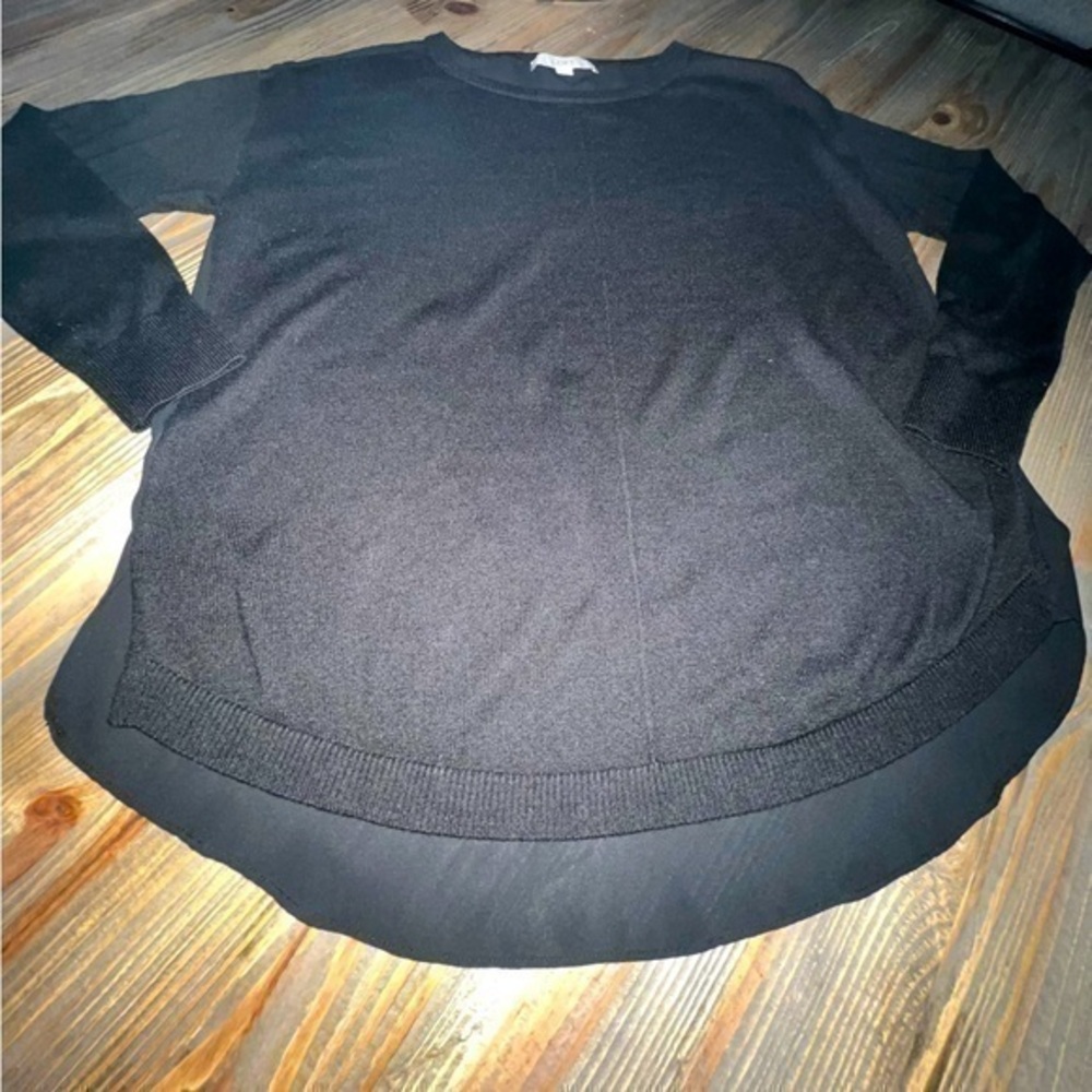UEC LOFT THIN BLACK SWEATER WITH SHEER BACK SZ S
